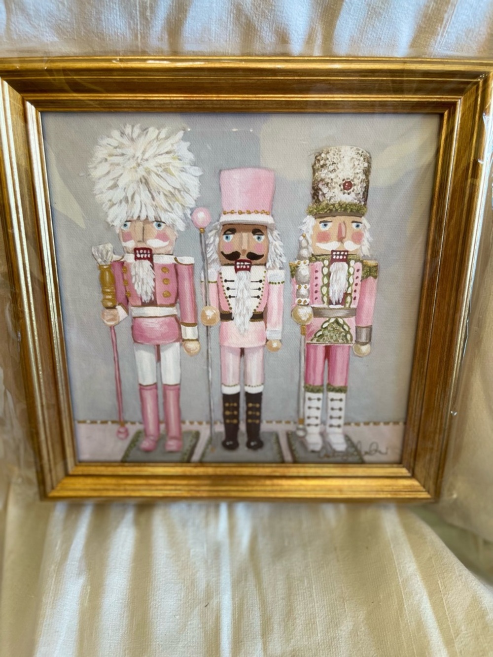 Ashley Salvatori Pink Nutcracker Framed Art Christmas Decor Signed w COA